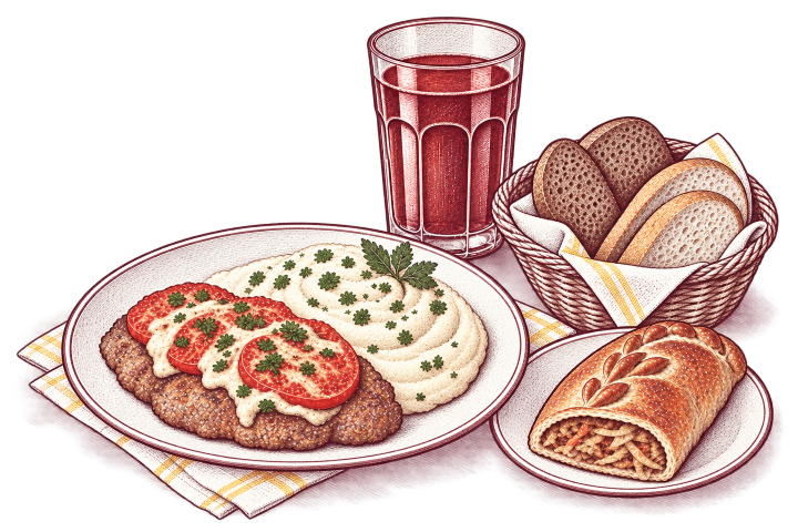 Второе + выпечка + компот